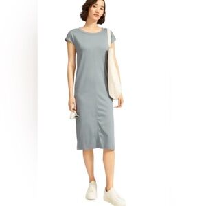 Everlane Luxe Cotton Weekend Slate Blue Midi Dress Size Medium